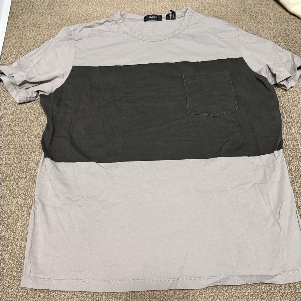 Mens Theory Two-Tone Gray and Black Tee